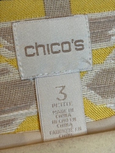 Chico's Jacket Women's Size XL Petite Jacquard Moto Chicos 3 Yellow - Picture 3 of 4
