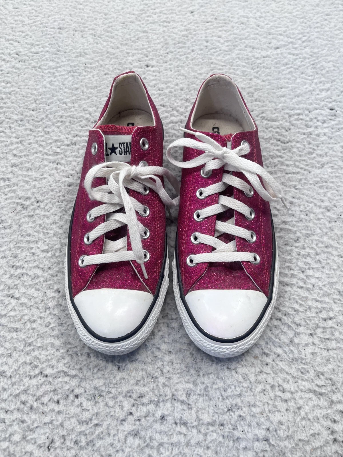 Sneakers basse stringate Converse All Stars rosse scintillanti glitter uomo 7 donna 9