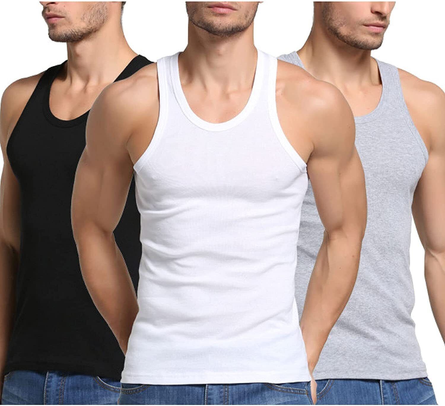 3-6 Pcs 100% Cotton Tank Top A-Shirt Wife-Beater Undershirt Ribbed | eBay