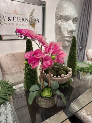 Künstliche Orchidee im Glas Übertopf Elegant Wohndeko Stück 55 cm