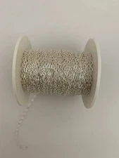 White Sterling Silver Flat Oval Cable Chain  Size 3.2mm X2.1mm| 925|  1 Foot  |