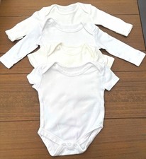 4x Unisex Baby White Cotton Jersey Bodysuits Newborn Short & Long Sleeve