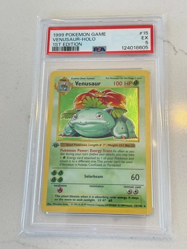 Pokemon Venusaur Base Set Shadowless 1st Edition Holo Rare #15 PSA 5