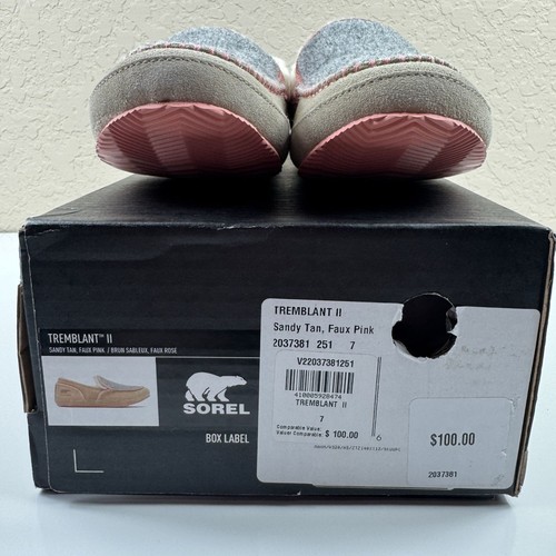 Sorel Tremblant II Womens Slip On Slippers Tan Pink Size 7 Cottagecore Cozy Warm - Afbeelding 9 van 10