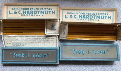 4 NOS 1931 Koh-i-noor L&C Hardtmuth Czech. 1500 H 2H 3H Pencil in Box See Photo