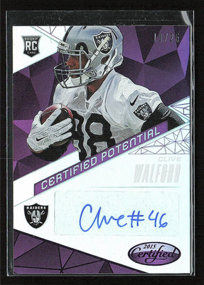 2015 Panini Certified Clive Walford Potential Auto Mirror Purple /25 #CP-CW RC