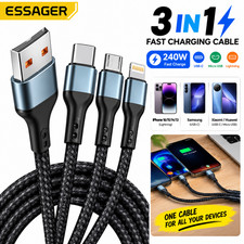 3 in 1 USB Cable Type C Micro USB Fast Charger Lead for iPhone Samsung