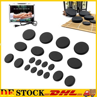 Neu 20x Hot Stone Massage Set Basalt Spa Massagesteine Lavasteine mit Heizkoffer