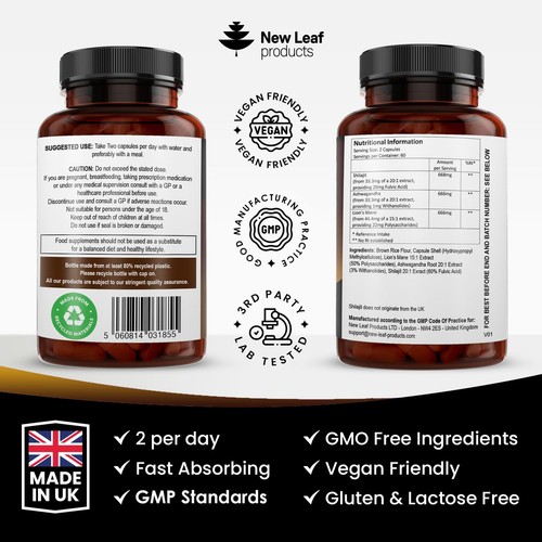 Shilajit Complex 2000mg with Ashwagandha & Lions Mane 60% Fulvic Acid 2 Months - Picture 3 of 7