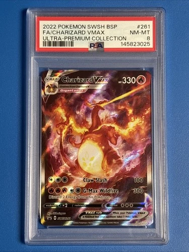 2022 POKEMON SWSH BLACK STAR PROMO #261 FULL ART/CHARIZARD VMAX PSA 8