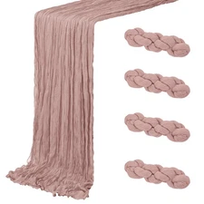 4 Pack Dusty Pink Cheesecloth Table Runner 20 x 120 inch Gauze Table Runners ...