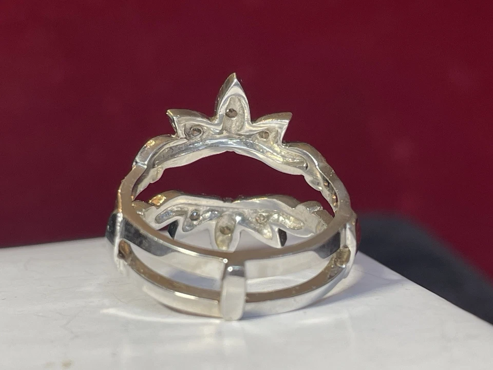 ANILLO DE BODA MILGRAIN VINTAGE DIAMANTE NATURAL BANDA CHAQUETA DIAMANTE BLANCO 14K Foto 4 de 4