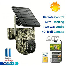 4G LTE Solar Security Camera Outdoor 2.5K Auto Tracking Cellular No WiFi Camera