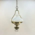 LARGE SWAG Ceiling Hanging Light Lamp Hobnail Milk Glass 12" Shade GWTW Vintage