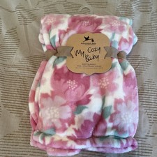 Floral Flowers Garden Plush Baby Blanket Pink Toddler My Cozy Adirondack NEW