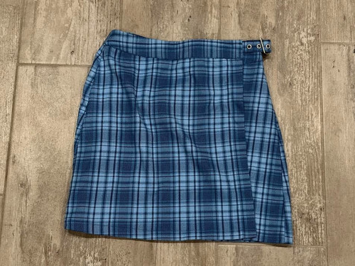 Brandy Melville John Galt One Size Womens Blue Plaid Mini Side Slit Cara Skirt