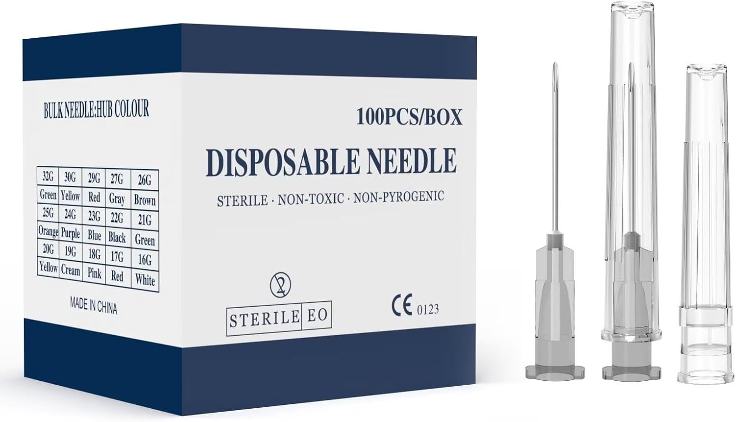 Aiguille 27G de 0,5 pouce Luer Lock stérile jetable en boîte de 100 pièces