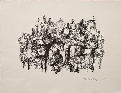 Heike Fischer-Nagel Figuren Tanz Zeitgenössische Kunst signiert Lithografie 2005