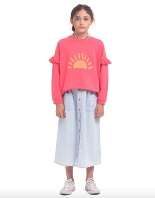 Piupiuchick  Sweatshirt Pullover Melon Organic Cotton Ruffle Frills Sun Print 4