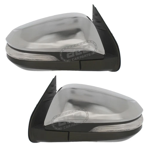 Electric Power Folding Wing Door Mirrors For Toyota Hi-Lux 2016-2024 Chrome Pair