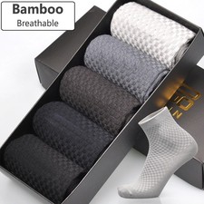 Men  s Bamboo Fiber Socks 5-Pack Breathable Soft Crew Socks Comfort Fit