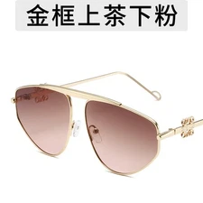 Fashionable large-framed sunglasses and metal polygonal beach glasses the chosen