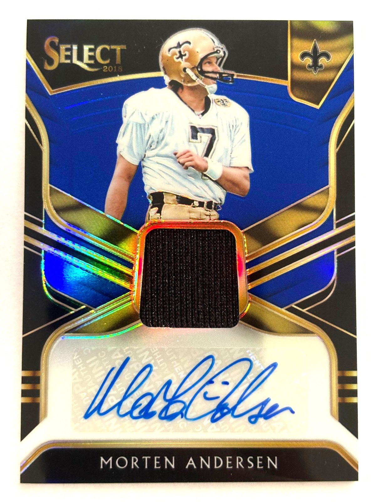 2018 Select Football Morten Andersen /75 Patch Autograph # MP-MA