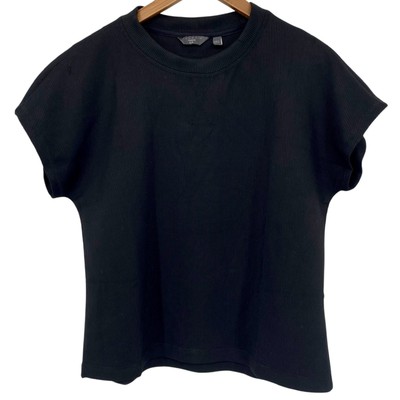DANSKIN NWOT Black Boxy Rib Knit Medium Weight Activewear Top Size Small Stretch
