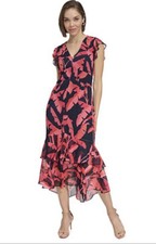 TOMMY HILFIGER Women's Size 4 Rivera Floral Chiffon High Low Dress Lightweight