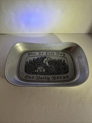 Vintage ''Give Us This Day Our Daily Bread'' Plate Pewter Wilton Armetale Collecto