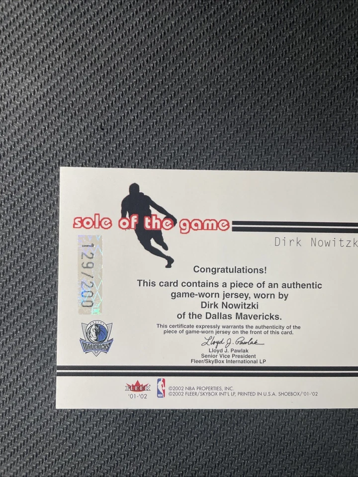 2001-02 DIRK NOWITZKI Fleer Collection Sole of the Game #/200 GAME USED PATCH - Image 3 of 3