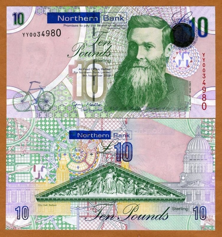 Ireland Northern Bank 10 pounds, 2008, P-210, UNC REPLACEMENT