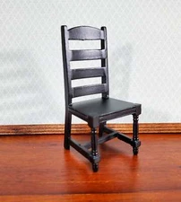 Dollhouse Chair Ladderback Kitchn or Dining Room Black 1:12 Scale Miniature
