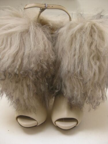 NICHOLAS KIRKWOOD MONGOLIAN sheepskin BOOTS 3 36 fur bootie leather wood wedge - Picture 12 of 22