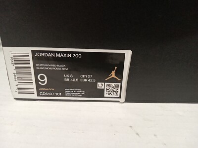 Size 9-Jordan Maxin 200 White/Gym Red-Black w/Box (CD6107-101