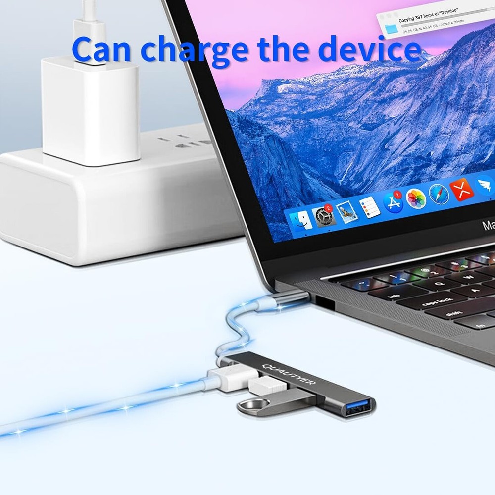 4-Port USB 3.0 Hub for Laptop Multiport Adapter Expand Connectivity