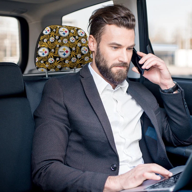 Pittsburgh Steeler Two Car Headrest Covers ,Hawaiian Print Style