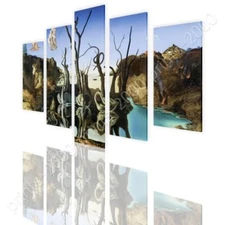 Swans Reflecting Elephants by Salvador Dali | Ready to Hang Canvas | 5 Panels