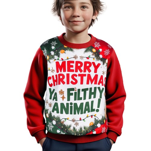 Kids Boys Girls Merry Christmas Ya Filthy Animal Red Jumper Xmas Sweatshirts
