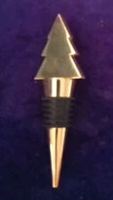Christmas Tree Gold Tone Metal Wine Bottle Stopper 