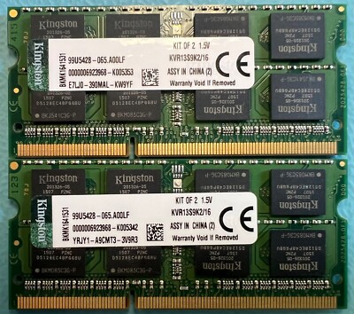 Kingston KVR13S9K2/16 16GB (8GBx2) DDR3-1333MHz PC3-10600 SODIMM Memory RAM 
