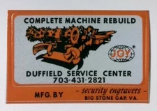 Joy Global Big Stone Duffield Service Center Virginia Coal Mining Sticker Decal