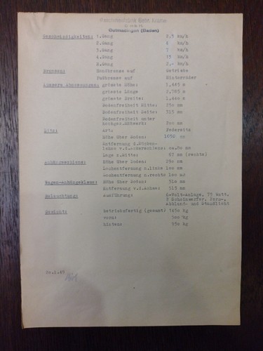 Original letter / data sheet of Kramer Werke about the K12 tractor from 1949 - Picture 2 of 2