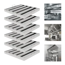 19.5x19.5"Commercial Hood Filters 6Pcs Stainless Steel Hood Grease Filter Baffle