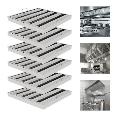 #ad #ad 6PCS Commercial Hood Filters Stainless Steel 4 Grooves Range for Kitchen Exhaust $110.77