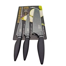 Thyme & Table Speckled Knife Set Santoku, Utility, and Pairing Knives and Sheath