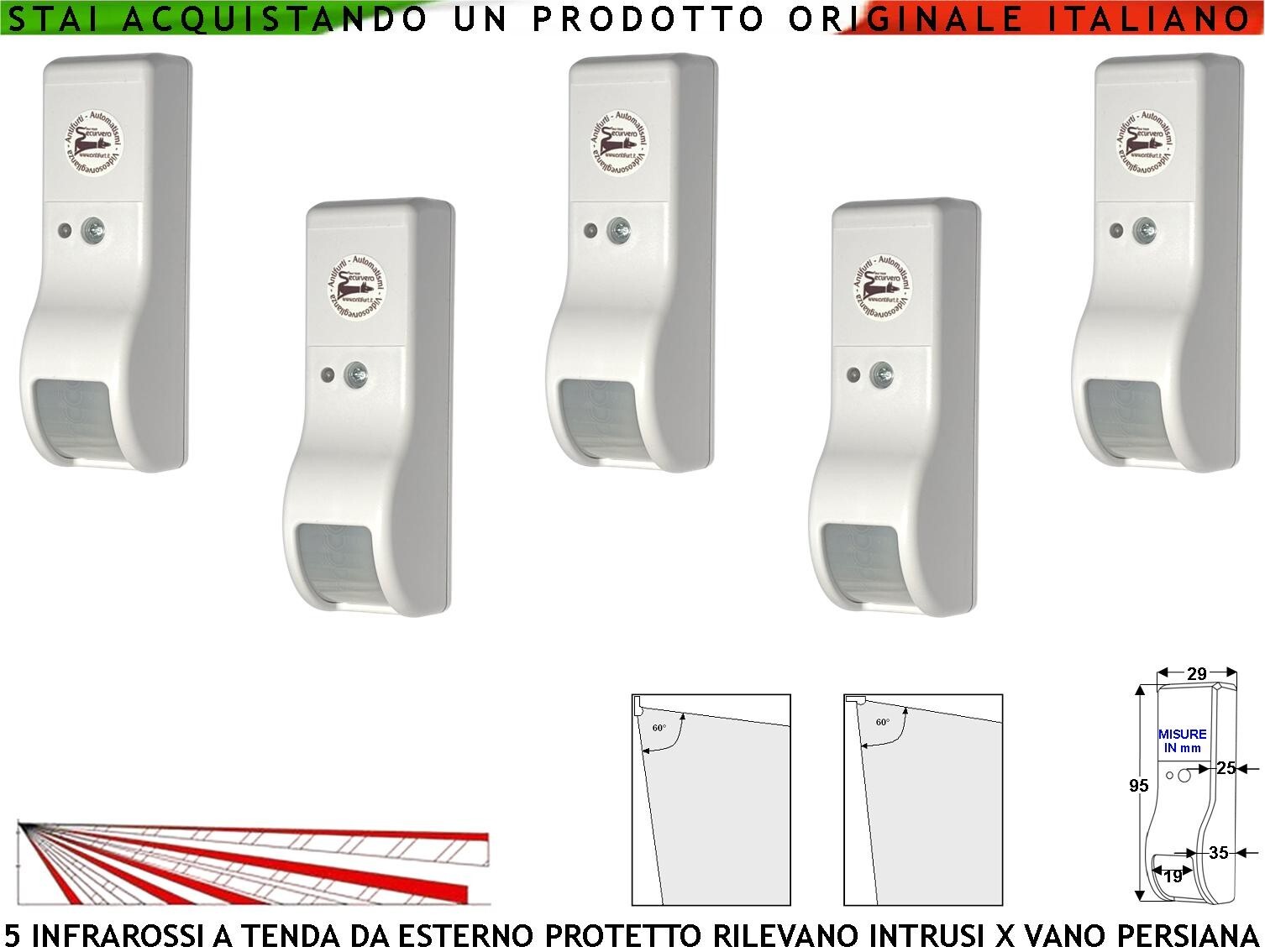 Antifurto Protezione Finestra 5 Infrarosso Tenda Esterno Rileva Intrusi Allarme