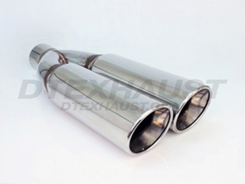 SPUNLOCKED EXHAUST MUFFLER CAP DOUBLE WALL DUAL SLANT TIP FOR