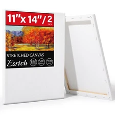 ESRICH Stretched Canvas for Painting 11x14 Inch, 2 Pack Blank Canvas -5/8 in ...
