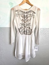 Zara UK s ladies dress trafaluc embroidered beaded white wedding guest cocktail